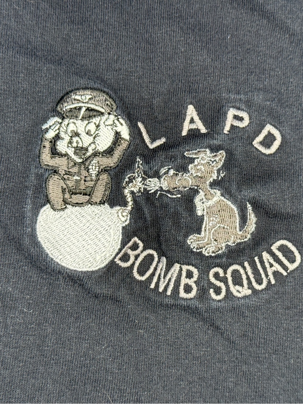 Anvil Gray Short Sleeve Tee with 'Bomb Squad' Embroidered Patch